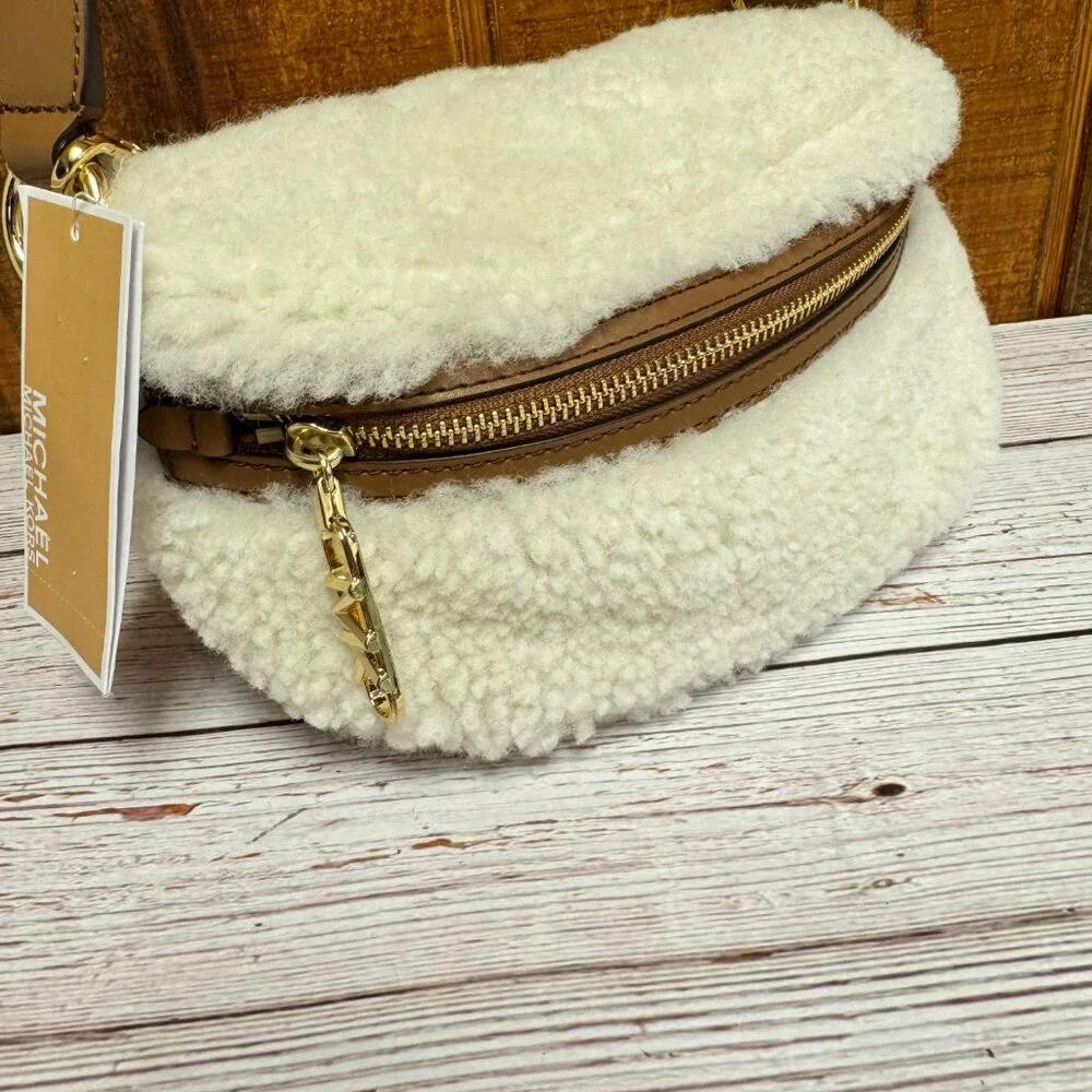 MICHAEL KORS Slater Shearling Small Sling Pack Chain Messenger - Picture 3 of 4